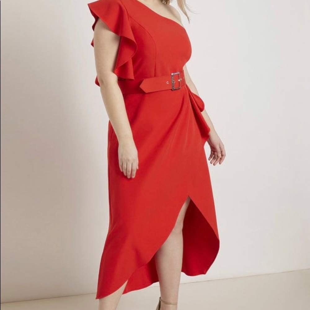 Eloquii One Shoulder Belted Dress
